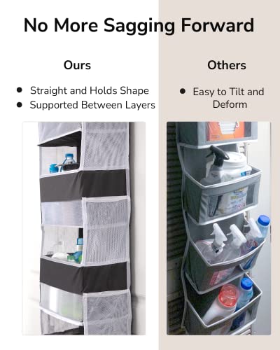 Ulg Over Door Organizer With 4 Large Pockets 6 Mesh Side Pockets, 33 Lbs Weight Capacity Hanging Storage Organizer With Clear Window For Bedroom Nursery, Baby Kids Toys, Diapers, Dark Grey (1 Pack) #TOP1