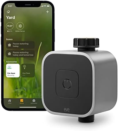 Eve Aqua – Smart Water Controller for Apple Home app or Siri, irrigate Automatically with schedules, Easy to use, Remote Access, no Bridge, Bluetooth/Thread, HomeKit