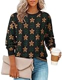 ZESICA Women's Long Sleeve Crewneck Sweater 2026 Fall Printed Cute Oversized Knitted Pullover Tops Trendy Clothes,Black,Medium