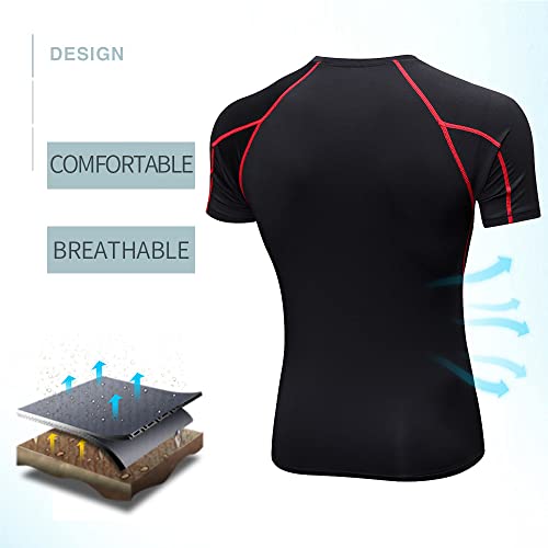 EARGFM Camisas de compressão masculinas atléticas manga curta secagem rápida camada base treino corr