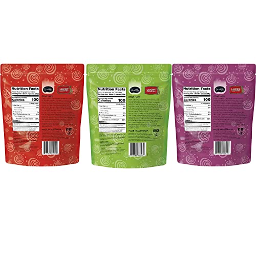 Soft Australian Strawberry Licorice (8) - Granny Smith Apple Licorice (8) - Berry Fusion Licorice (8) - Lucky Country 10Oz Bags - Non-Gmo, No Hfcs, Low Fat & Kosher - Made In Australia #TOP4