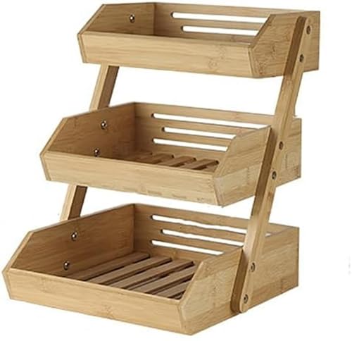 Seasoning Rack, Fruit Basket, Fruit Container, Storage Shelf, Cake Stand, Dessert Display Stand, Garden Table, 2 Tiers / 3 Tiers, Wooden, Kitchen Rack, Tabletop Storage, Kitchen Storage Rack, Easy to Assemble, Anti-Slip, Stain Resistant, Oil-Proof, Large Capacity, Space Saving, Nordic, Stylish, Storage Rack, Kitchen Rack, Seasoning Shelves (3 Levels) 3階