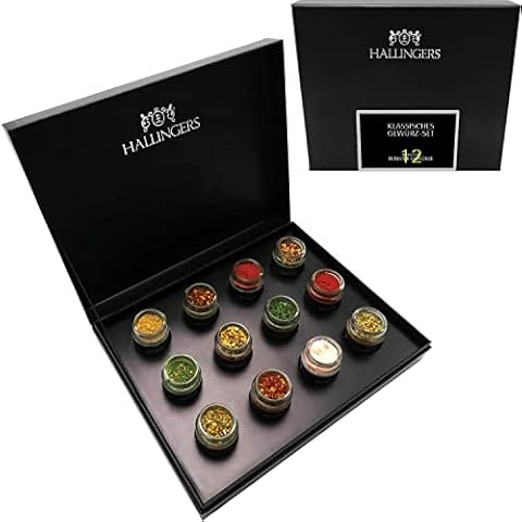 Hallingers 12er Gewürz-Geschenk-Set, Gewürze aus aller Welt (160g) - Klassisches Gewürz-Set (Set) - Passt immer 2023, Grillen - Geschenk zu Mutter-/Vatertag 2023 Cover