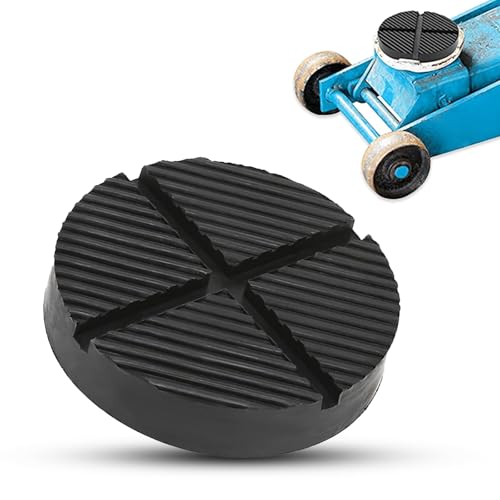 Image of Eratus Floor Jack Rubber Pad, Cross Groove Pinch Welded Side Frame Rail Protector Disc /Pad, Flexible Rubber Support Block Repair Accessories, Universal for Most Cars (Black)
