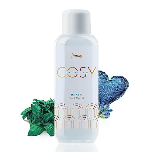 florage Raumduft Nachfüllflasche 500ml Denim für Reed Diffuser Duftstäbchen, Aroma Nachfüller für Stäbchen, Nachfüllpack für Lufterfrischer zum nachfüllen, Raumerfrischer Refill