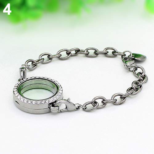 Earrings For Women Men,25Mm Magnetic Rhinestone Living Memory Locket Diy Bracelet For Floating Charms - Silver #TOP5