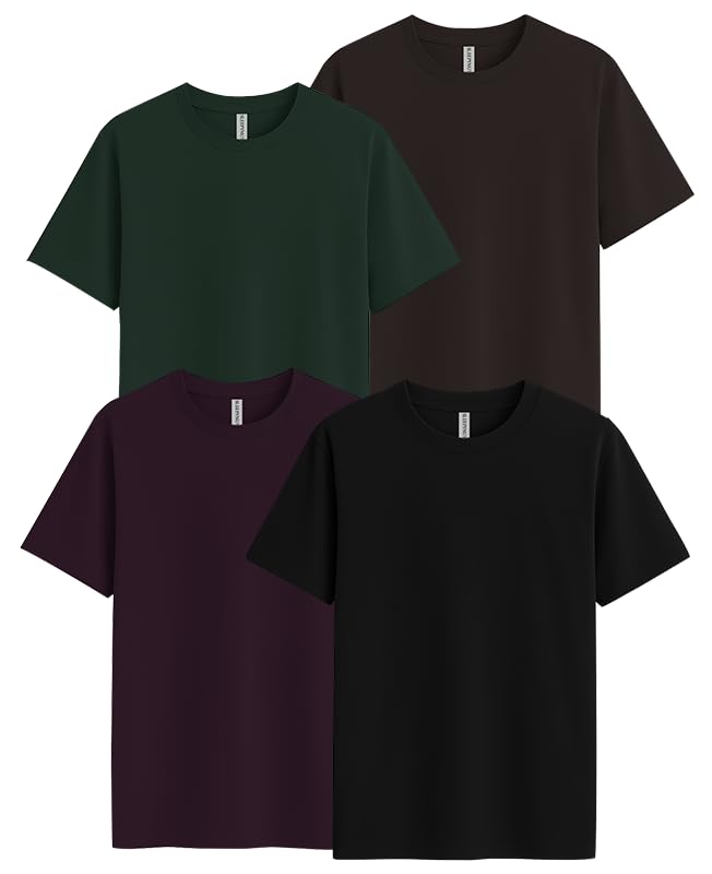 Sleepynuts Men's Regular Fit Round Neck Half Sleeves Solid Casual Wear T-Shirt