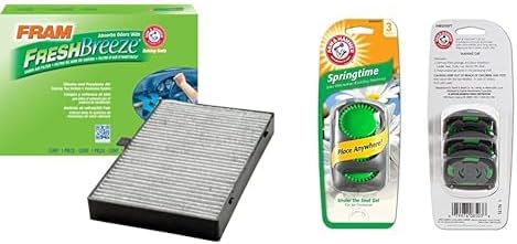 FRAM Fresh Breeze Cabin Air Filter for Car, Easy Install for Volvo Vehicles (CF8714A) with Pack of 4 Arm and Hammer Car Air Freshener Under the Seat 3pk, Springtime (AH8500SPT)