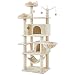 Topeakmart Cat Tree, 67in H Cat Tower for Indoor Cats, Multi-Level Climbing Tree with Scratching Posts Cat House w/Large Condo, Soft Hammock, Removable Cat Teaser Sticks, Beige