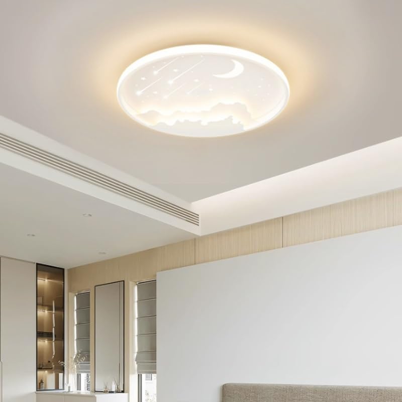 Plafonnier LED lune dimmable 40cm design moderne blanc pour appareil ménager