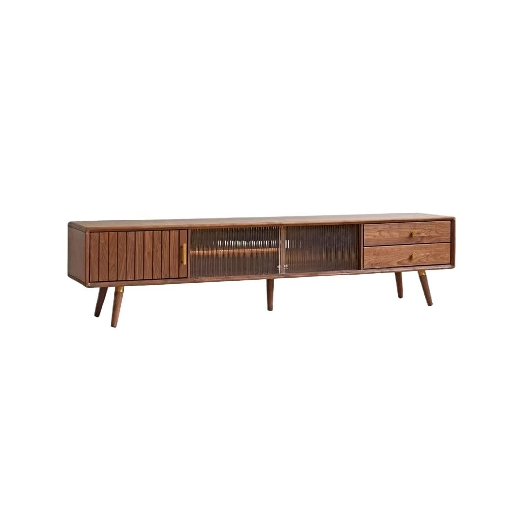 Entertainment Center, tavolo da 200 cm, in legno massello, rustico, per casa, soggiorno, mobili in vetro, adatto per hotel, alloggi in famiglia, ecc