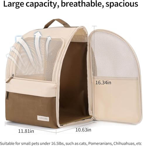 Yakuss HundeRucksack und KatzenRucksack für Kleine Haustiere,600D verschleißfestes Oxford-Gewebe, Hundetragetasche, Katzenrucksack, geeignet für Reisen (2-7kg)