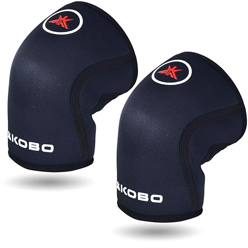 Image of Kobo 7 mm Knee Cap Compression Support Knee Sleeves for Powerlifting Gym Squats Running Cycling Sports Jogging Workout Pain Relief (Material: Neoprene & Spandex)