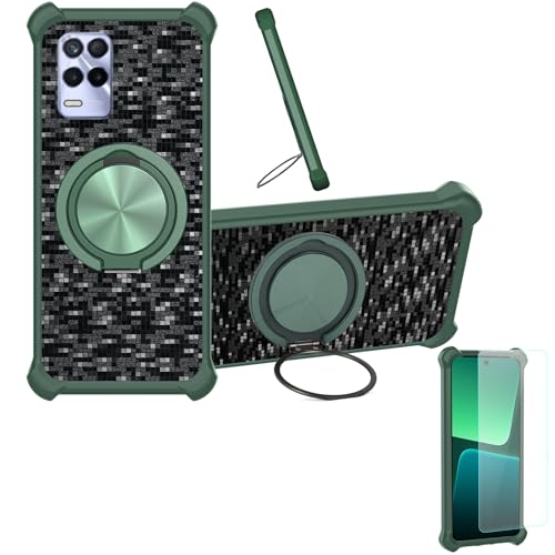 �Ή� Realme 8s 5g �P�[�X Phone Case [1�� 9H+�d�x���� �K���X�t�B����][360°��]���X�^���h�A�}�O�l�b�g��]CX-12-LV