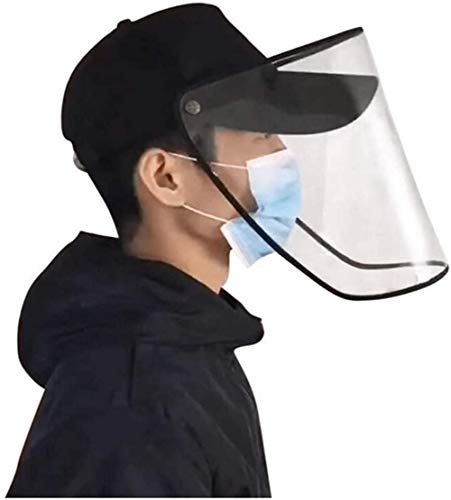 Preisvergleich Produktbild Miaouyo Schutzvisier Gesichtsschutz mit Haube Vollsicht Augenschutz Hut Anti Spray Gesichtsschutzschirm Schutzmaske Hut für Erwachsene Kinder (Baseballmütze mit abnehmbarem Schirm, Erwachsene)