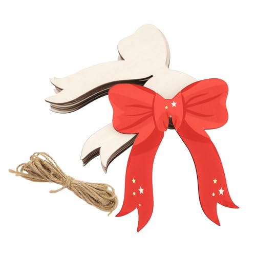 30 Pack 4 Inch Wood Bow Cutouts Unfinished Wood Bow Crafts Wooden Bow Hanging Ornaments DIY Bow...