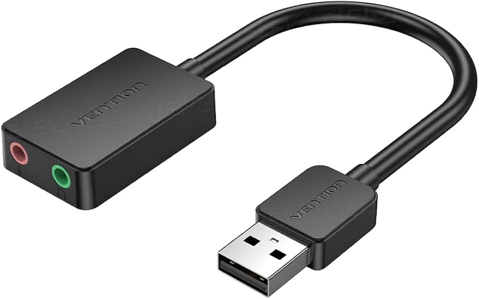 Placa de som USB Externa VENTION Para Headset, Computador, Notebook, Consoles, com Duas saídas Porta Para Fone e Microfone Áudio Som Estéreo 3,5 mm TRS P2 Cabo Auxiliar FONE de ouvido