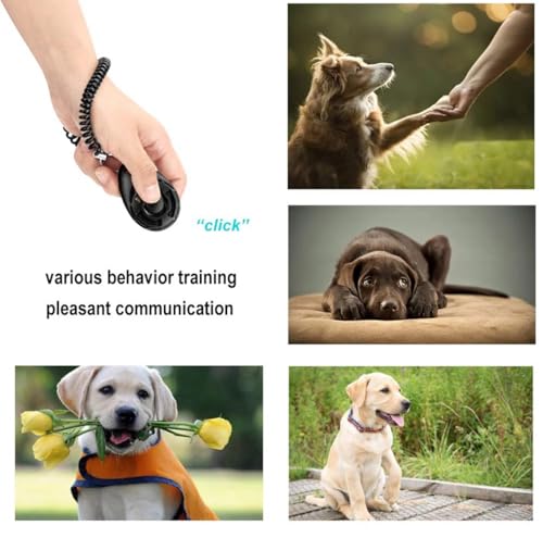 Clicker de treinamento de cães com pulseira (azul)