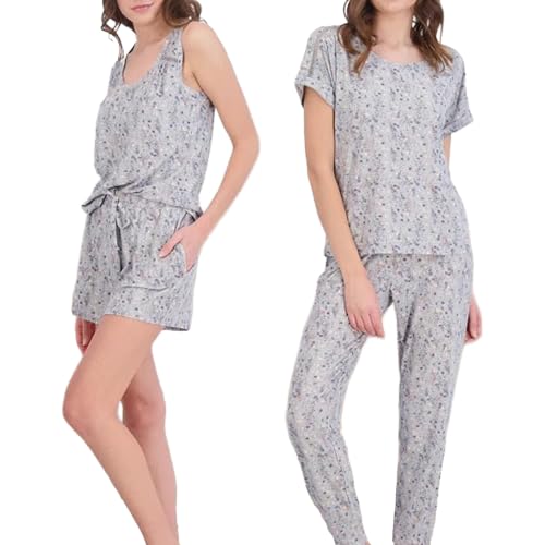 Image of Lucky Brand Women's Pajama Set - 4 Piece Sleep Shirt, Tank Top, Pajama Pants, Lounge Shorts (S-XL)