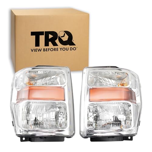 Image of TRQ Headlight Assembly Set FO2502243 FO2503243 Compatible with 2008-2010 Ford F-250 Super Duty F-350 Super Duty