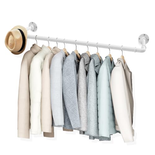 DAKEPOLE Tringle à vêtement Industriel pour le mur, 83 cm, Portant à vêtement Industriel, porte-vêtements, montage mural, peu encombrant, étagère de cuisine, pour...