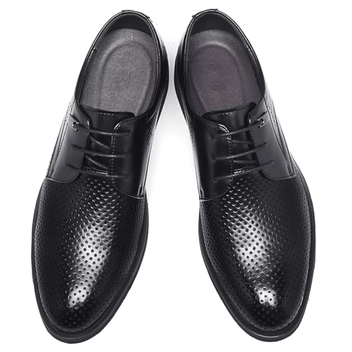 WUIWUIYU Teens Boys' Men's Summer Formal Dress Oxfords Lace-up Perforated Wedding Business Wintips Flat Shoes3