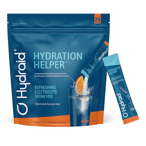 Hydraid Hydration Helper® ORANGE – Elektrolyt Pulver mit 1118mg Elektrolyten zur besseren Wasseraufnahme für Sport & schnelle Erholung – 25 Sticks mit Orange-Geschmack