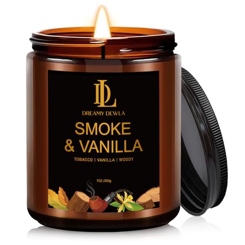 Smoke & Vanilla Candles, Smoke Vanilla Scented Candle, Natural Soy Candles for Home Scented, Long Lasting with 50 Hour Burn Time, Gifts for Men Women