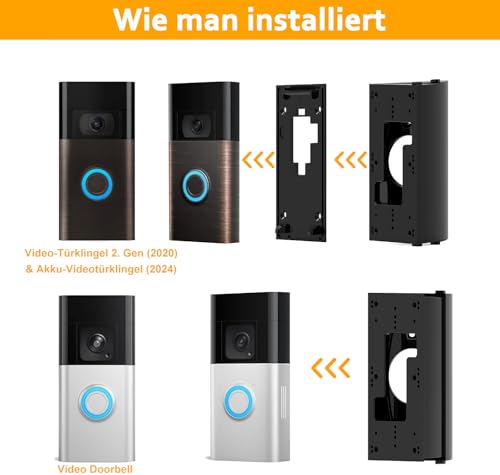 Video Türklingel Verstellbare Halterung (Winkel 30-55 Grad) Kompatibel mit Video Doorbell Wired/1/2/2. Gen/3/3 Plus/4 & Akku-Videotürklingel (2024)/Plus/Pro, Winkelhalter Einstellbare Doorbell Zubehör