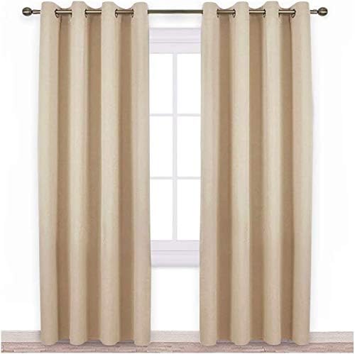 Image of JUPON Silk 80% Room Darkening Curtain Pack Of 1 Piece With 3 Layers Weaving Technology & Solid Grommet Curtains Pattern (Xl Long Door - 44 inch X 108 inch) Off-White