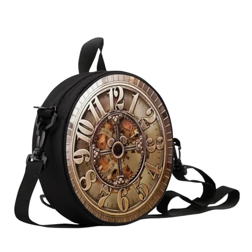 Image of Women Novelty Round Clock Shape Zippered Clock Purses for Women Tote Handbag Shoulder Bag, Gift for Mom Girlfriend