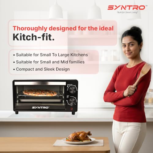 Image of Syntro Heatify 10L OTG (Oven Toaster Grill), Adjustable Temperature Control with Timer, Compact Baking, Grilling & Toasting Oven, Black