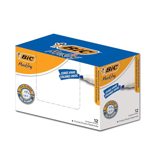 Pincel Marcador BIC Marking, Ponta Redonda, Azul, 904401, 12 unidades