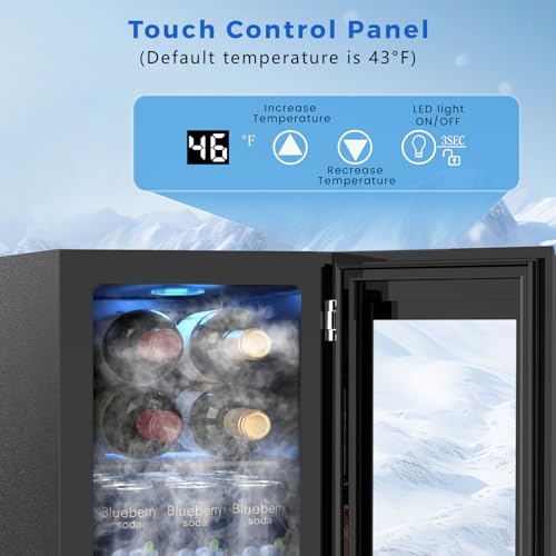 Image of Electactic Wine Cooler Refrigerator with Glass Door, Mini Wine Fridge for Red, White and Champagne, Built-in Wine Cellar, 40-61F Digital Temperature Control, Indoor Use