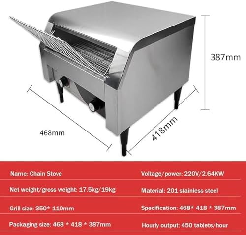 Commercial Toaster Heavy Duty Industrial Conveyor Toaster Stainless Steel Electric Oven with Dual Heating Tube 7-Speed Adjustments for Bagel Croissant Restaurant Bakery Cafe,300pieces/H