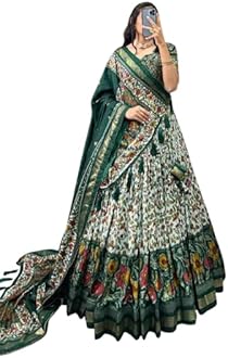 Women's Trending Designeer Tussar Silk With Foiil Print and bandhani Print Lehenga Choli