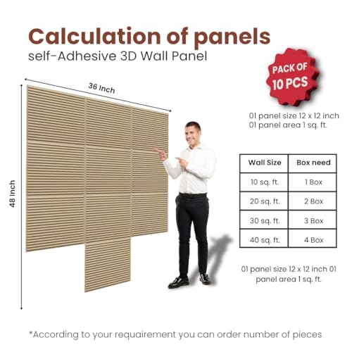Image of PVC Self Adhesive Wall Panels for Home Interior Decor | Dairy Cream Color | Set of 10 Panels | Total Coverage 10 Sq. Ft.