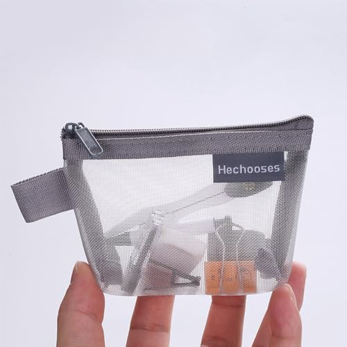Image of 3-Pack Portable Square Mesh Storage Bags, Zippered Cosmetic Bags, Small Square Mesh Coin Purse Travel Storage Carry Pouches (Grey+Black+White)