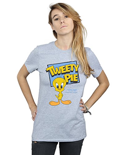 Image of LOONEY TUNES Women's Classic Tweety Pie Boyfriend Fit T-Shirt X-Large Sport Grey