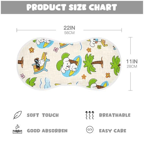 Bolaz Baby Burp Cloths 2 Pack,Puppy Palm Tree Pattern,Feeding Cloths Face Towel Super Absorbent Soft Cotton Burping Rags Feeding Bibs3
