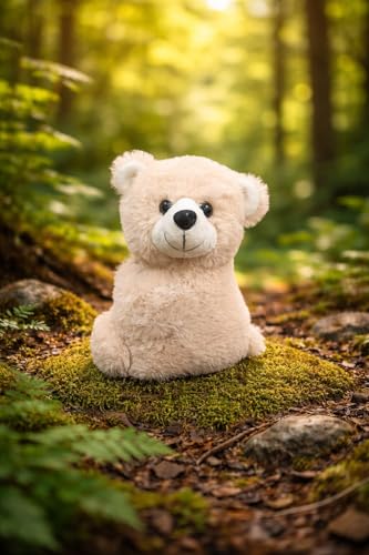 Image of Cute Teddy Bear Plush Slap Bracelet, Beige, Soft Fluffy Wristband, Hugging Bear Wrap Bracelet, Kids Gift
