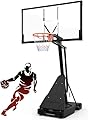 PIZZELLO Basketball Hoop Outdoor 52 Inch Shatterproof PC Backboard, 4.36-10FT Stepless Adjustable Height, Portable Basketball Hoop for Kids/Teens/Adults in Backyard, Driveway and Indoor