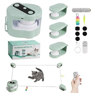 Interaktives Katzenspielzeug - katzenspielzeug, Intelligenzspielzeug für katzen mit Fernbedienung, 4 Geschwindigkeiten (automatisch/manuell), Katzenlaufrad, Katzen spielzeug, Cat toys for indoor cats