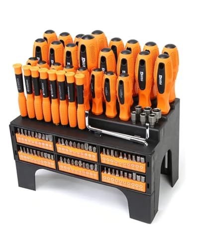 Jogo de Chaves de Fenda e Philips FORTG com Suporte Organizador e Bits - 100 Peças - Pontas Magnéticas e Cabo Ergonômico.