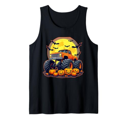 Cool Halloween Tees for Kids Boys Monster Truck Pumpkins Camiseta sin Mangas