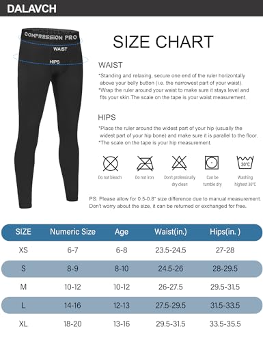 Dalavch Pacote com 1/4 Calça legging de compressão térmica para meninos com forro de lã e camada de