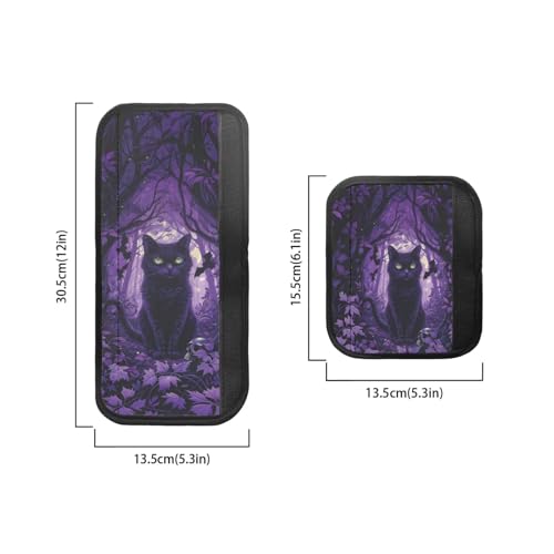 Image of 6 Pcs Refrigerator Microwave Door Handle Covers Electrical Appliances Handle Cover Keep Clean and Protected from Stains, Fingerprints, Black Cat Violet Leaf Forest Violet Halloween Decor