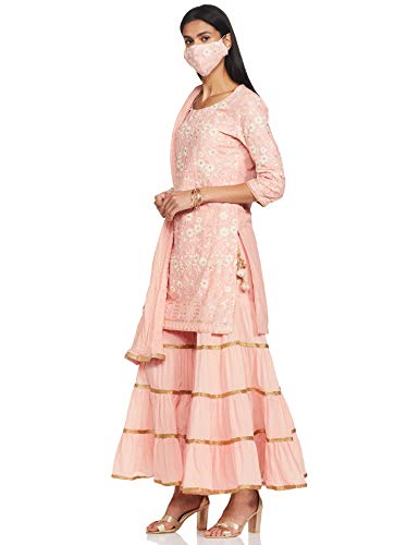 Image of BIBA Women Cotton Kurta Garara Suit Set