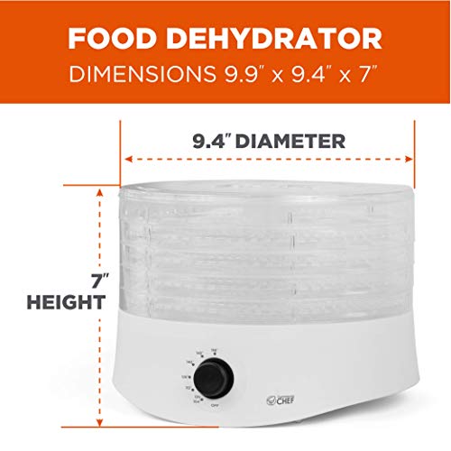 Commercial Chef Food Dehydrator, Dehydrator For Food And Jerky, Ccd100W6, 280 Watts, White #TOP1