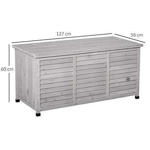 Outsunny Gartenschrank Gerätehaus Gerätescharank wasserbeständig Tannenholz dauerhaft große Raum 127 x 56 x 60 cm Grau – Bild 4